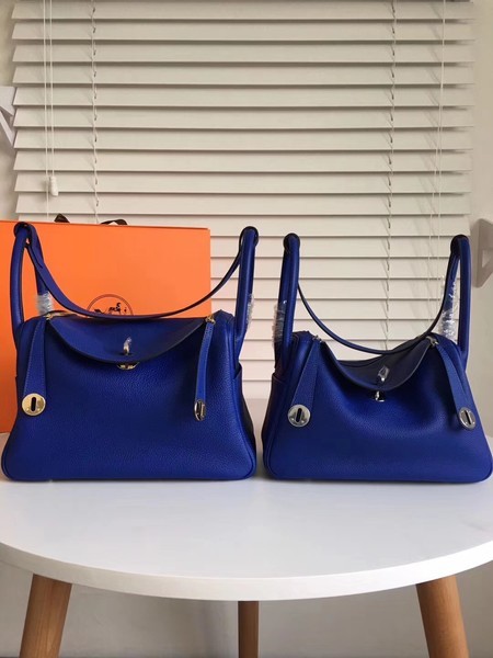 Hermes Lindy Original Togo Leather Bag 5086 Blue