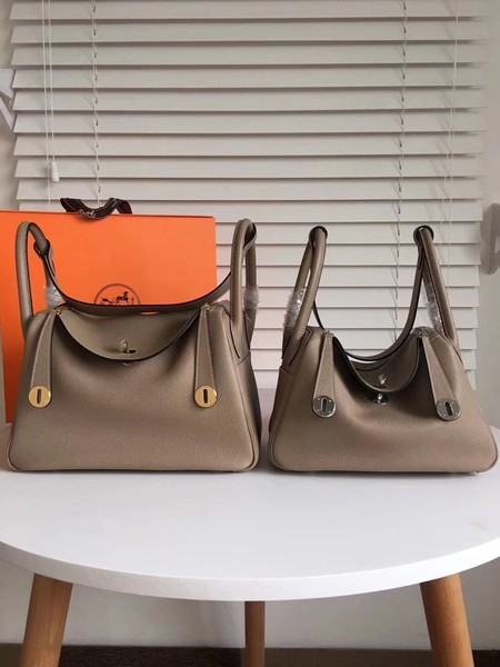 Hermes Lindy Original Togo Leather Bag 5086 Grey