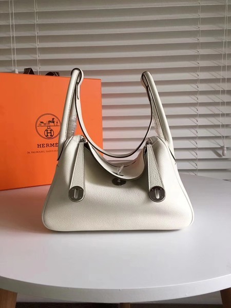 Hermes Lindy Original Togo Leather Bag 5086 White