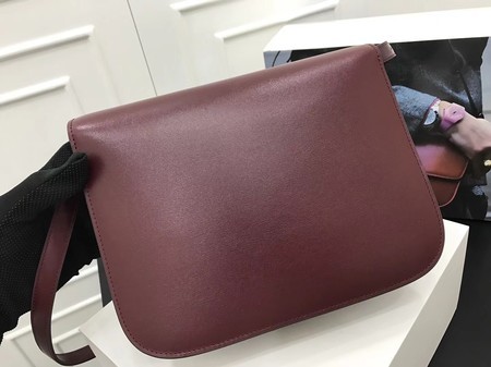 Celine Classic Box Flap Bag Original Calfskin Leather 3378 Wine