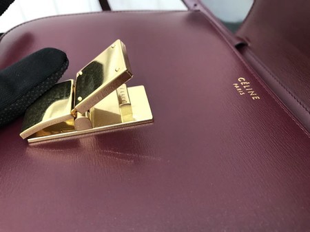 Celine Classic Box Flap Bag Original Calfskin Leather 3378 Wine