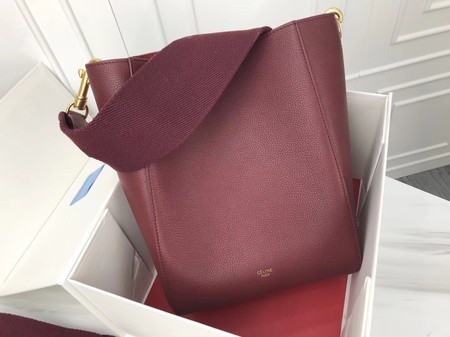 Celine Cabas Phantom Bags Original Calfskin Leather 3370 Wine