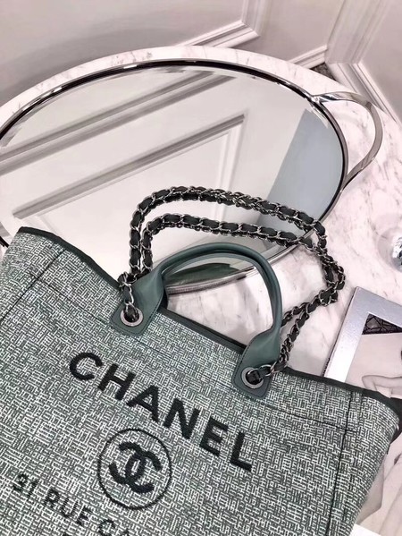 Chanel Original Canvas Leather Tote Shopping Bag 92298 Green