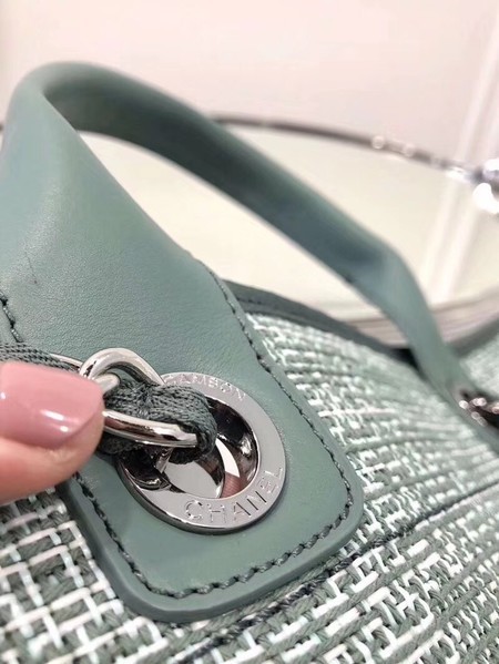 Chanel Original Canvas Leather Tote Shopping Bag 92298 Green