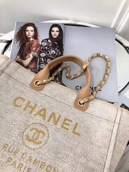 Chanel Original Canvas Leather Tote Shopping Bag 92298 Offwhite