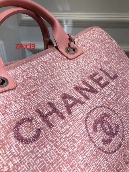 Chanel Original Canvas Leather Tote Shopping Bag 92298 Pink