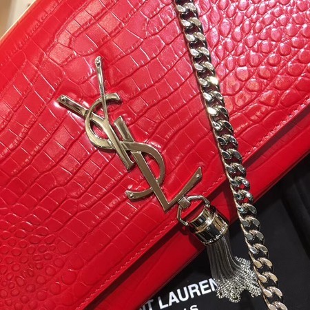 Yves Saint Laurent Crocodile Leather Shoulder Bag 1456 Red