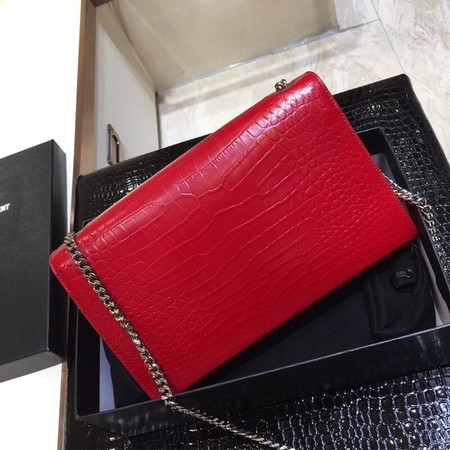 Yves Saint Laurent Crocodile Leather Shoulder Bag 1456 Red