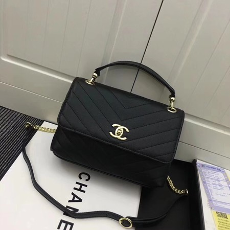 Chanel Calfskin Leather Shoulder Bag 1245 Black