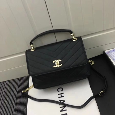 Chanel Calfskin Leather Shoulder Bag 1245 Black