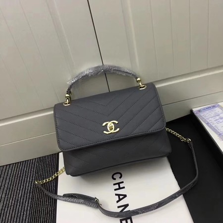 Chanel Calfskin Leather Shoulder Bag 1245 Grey