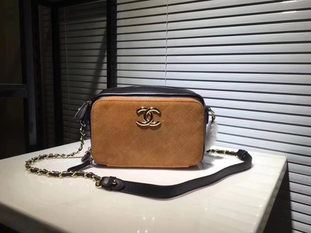 Chanel Calfskin Leather Shoulder Bag 56987 Apricot&Blue