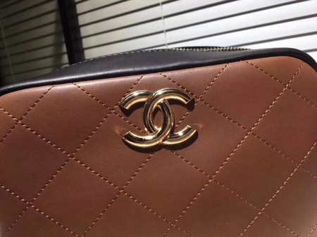 Chanel Calfskin Leather Shoulder Bag 56987 Apricot&Brown