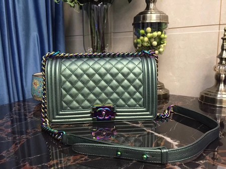 Chanel Le Boy Flap Shoulder Bag Sheepskin Leather D67086 Green