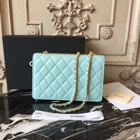 Chanel WOC Original Sheepskin Leather Shoulder Bag D33814 Skyblue