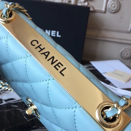 Chanel WOC Original Sheepskin Leather Shoulder Bag D33814 Skyblue