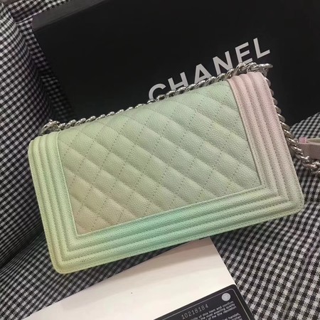 Boy Chanel Original Cannage Patterns Rainbow Bag 67086 Green