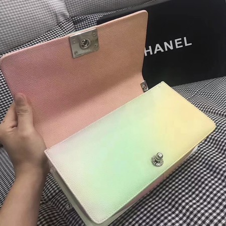 Boy Chanel Original Cannage Patterns Rainbow Bag 67086 Green