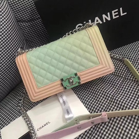 Boy Chanel Original Cannage Patterns Rainbow Bag 67086 Pink