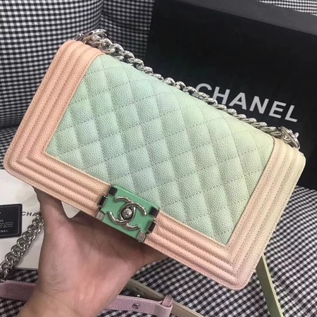 Boy Chanel Original Cannage Patterns Rainbow Bag 67086 Pink