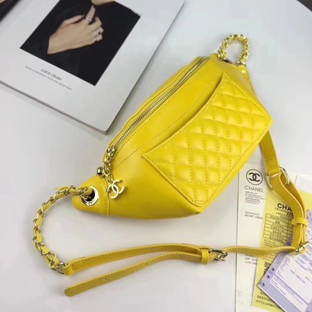 Chanel Sheepskin Leather Waist Bag 94103 Yellow