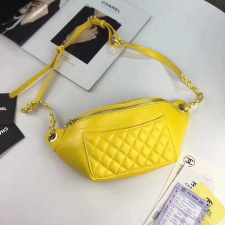 Chanel Sheepskin Leather Waist Bag 94103 Yellow