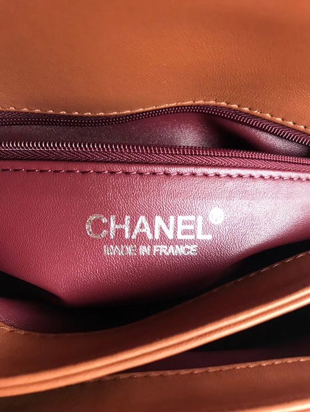 Chanel Original Sheepskin Leather Tote Bag A92236 caramel silver Buckle