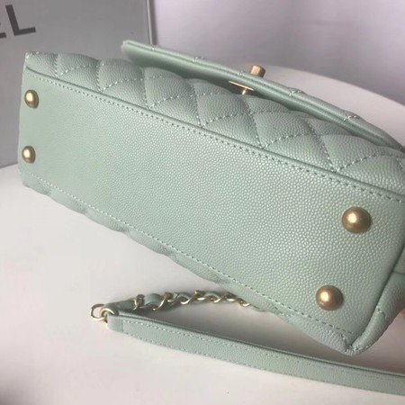 Chanel original Caviar leather flap bag top handle A92990 Peppermint Green