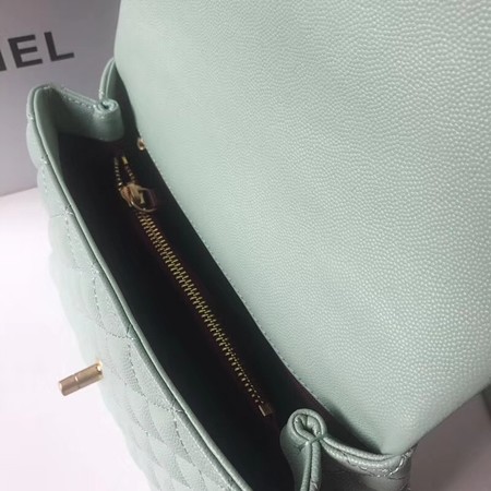 Chanel original Caviar leather flap bag top handle A92991 Peppermint Green