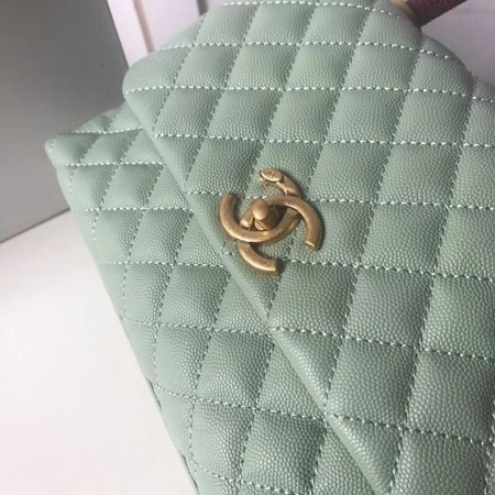 Chanel original Caviar leather flap bag top handle A92991 Peppermint Green