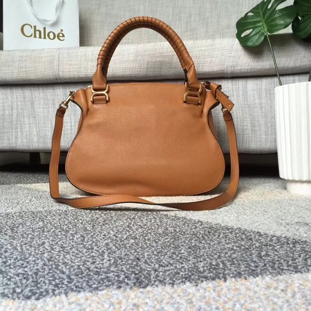 Chloe Marcie original Calfskin Leather Top Handle Bag 166320 camel