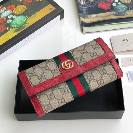 Gucci Calfskin Leather Wallet 523153 red