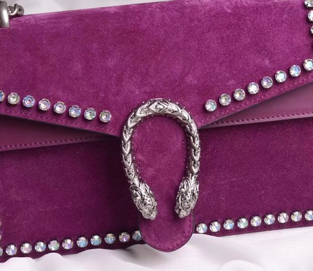 Gucci Dionysus Suede Shoulder Bag with Crystals 400249 Violet