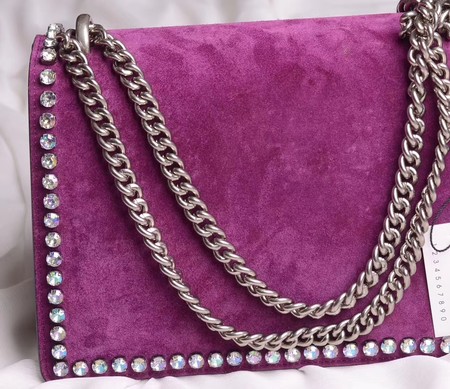 Gucci Dionysus Suede Shoulder Bag with Crystals 400249 Violet