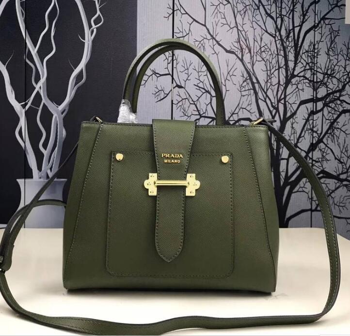 Prada Cowhide Tote Bag 3369 green