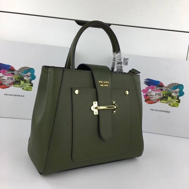 Prada Cowhide Tote Bag 3369 green