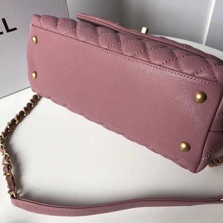 Chanel Classic Red Top Handle Bag Original Leather A92215 pink