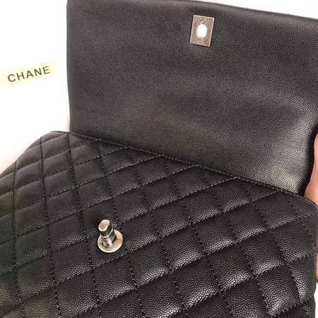 Chanel Classic black Top Handle Bag Original Sheepskin Leather A92215 black