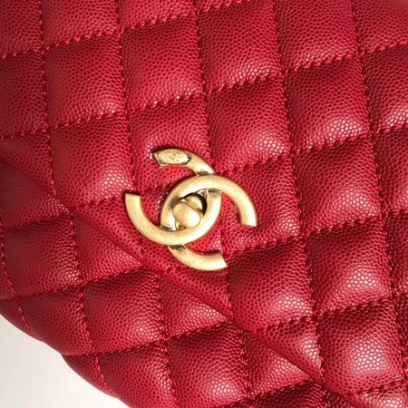 Chanel Classic Top Handle Bag Original Caviar Leather A92215 red