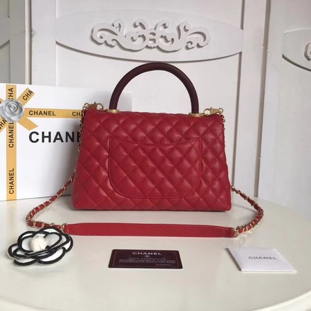 Chanel Classic Top Handle Bag Original Caviar Leather A92215 red