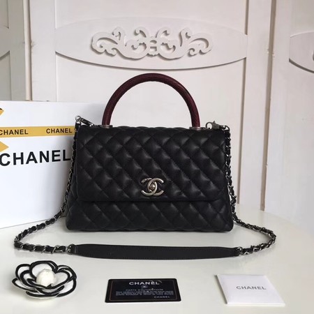 Chanel Classic red Top Handle Bag Original Caviar Leather A92215 black