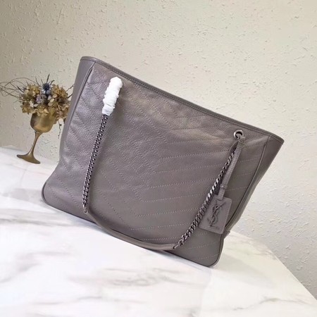 Yves Saint Laurent Original Calfskin Leather NIKI SHOPPING BAG 5569 grey