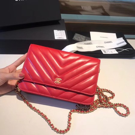 Chanel WOC Original sheepskin Leather Flap Shoulder Bag D33814 red