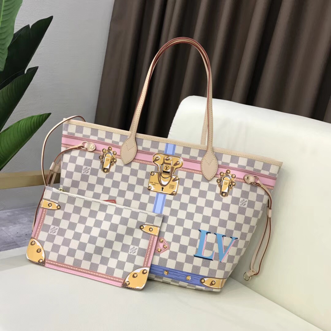 Louis Vuitton Damier Azur Canvas original neverfull mm B40156