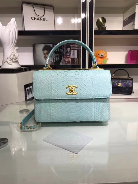 Chanel Original Snake skin Leather Tote Bag A92236 Light blue