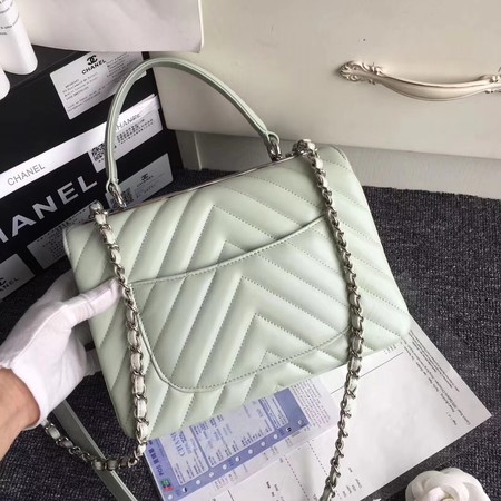 Chanel Original Sheepskin Leather Tote Bag V92236 Light green silver Buckle