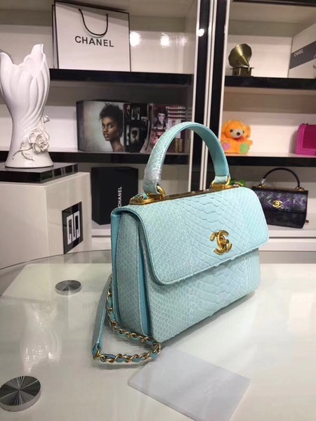 Chanel Original Snake skin Leather Tote Bag A92236 Light blue