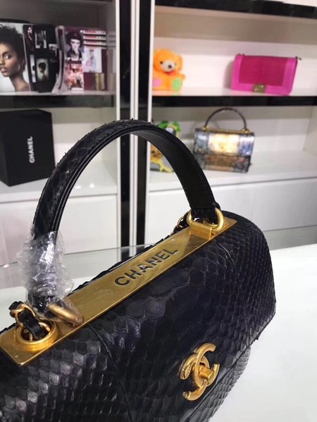 Chanel Original Snake skin Leather Tote Bag A92236 black