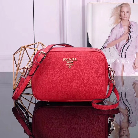 Prada Calfskin Leather Shoulder Bag 1BH082 red