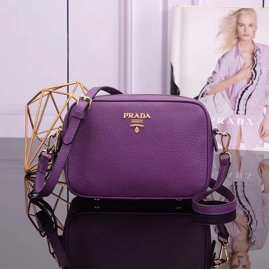 Prada Calfskin Leather Shoulder Bag 1BH082 Violet